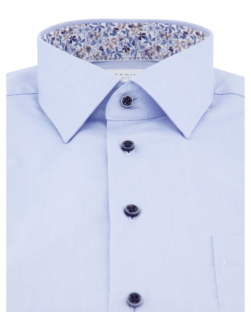 Eterna overhemd lichtblauw geprint wijde fit katoen