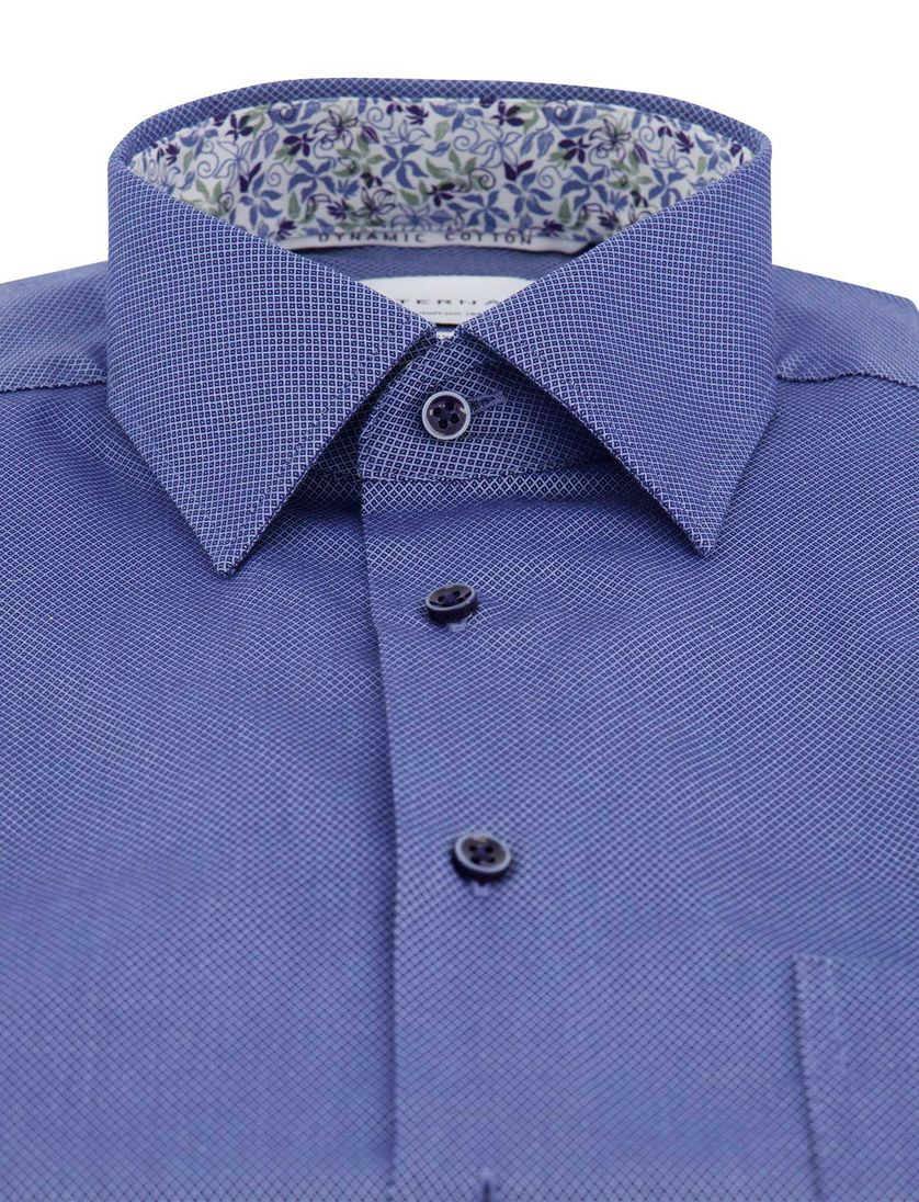 katoenen Eterna overhemd wijde fit blauw print