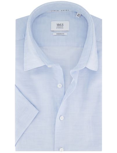 Eterna Eterna overhemd lichtblauw modern fit korte mouw katoen