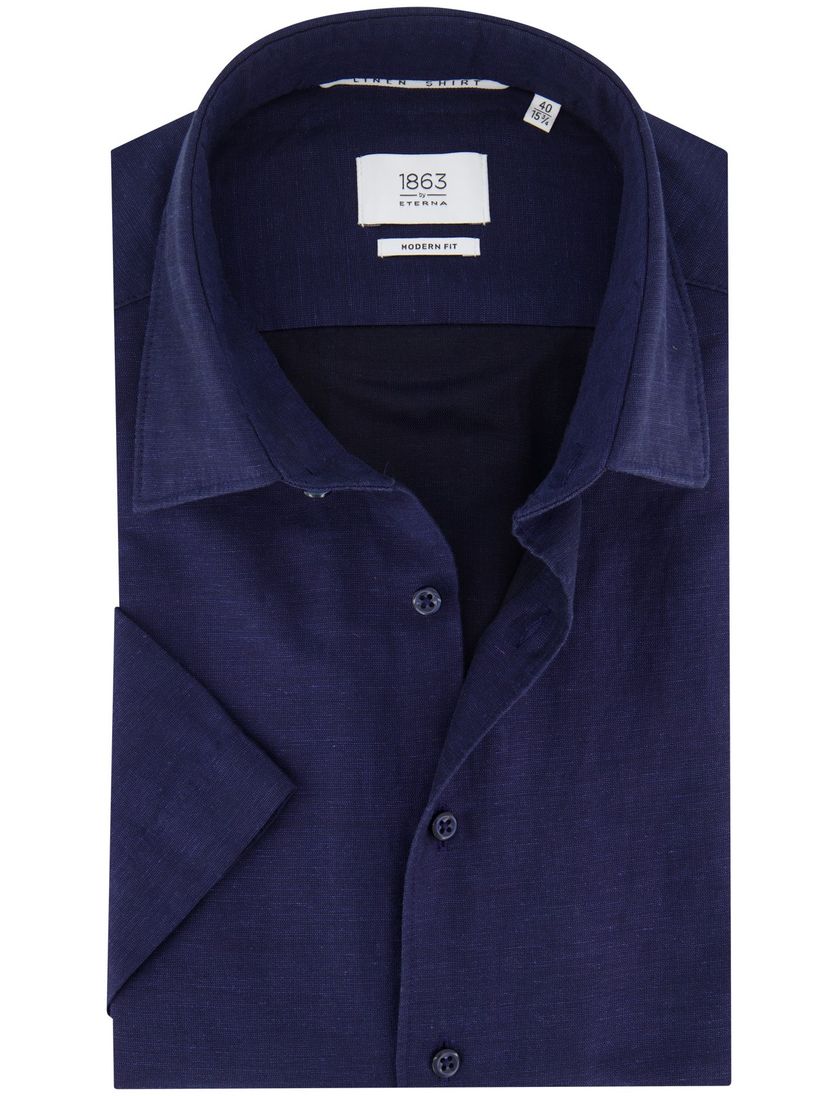 Eterna overhemd donkerblauwe modern fit effen