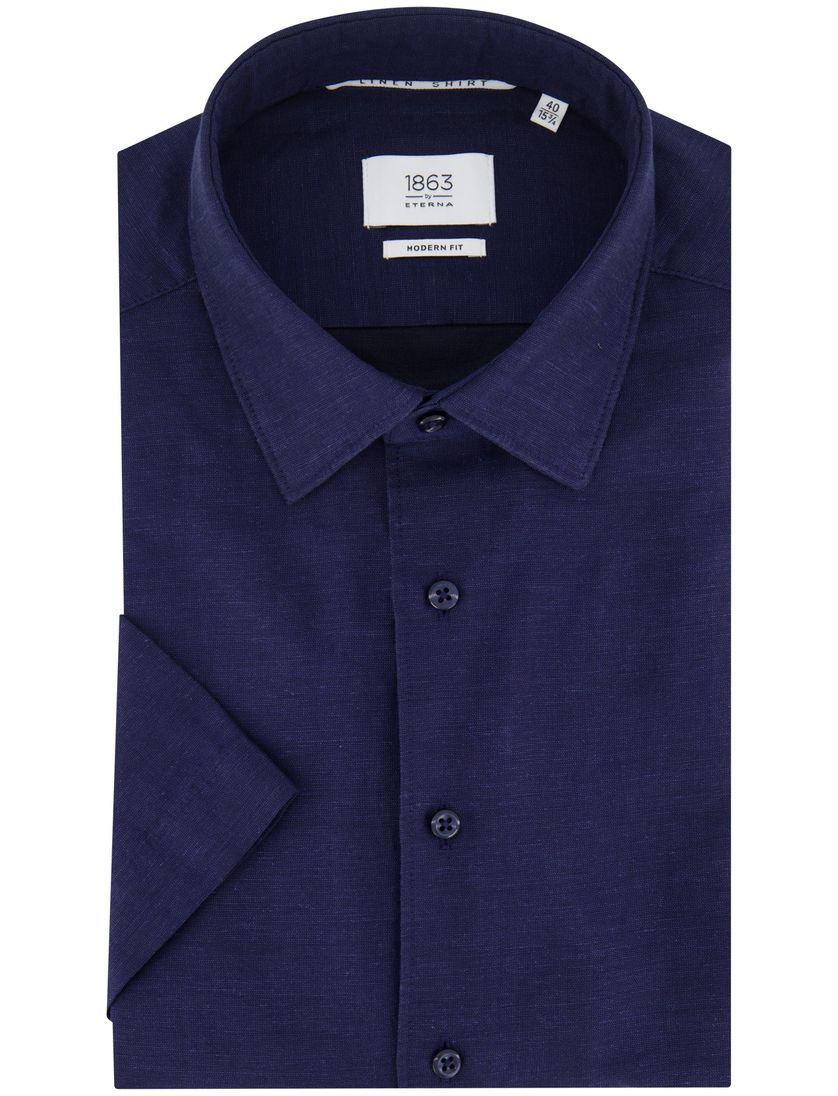 Eterna overhemd donkerblauwe modern fit effen