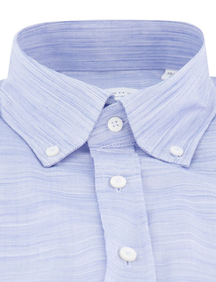 Eterna overhemd lichtblauw comfort fit gemêleerd borstzak