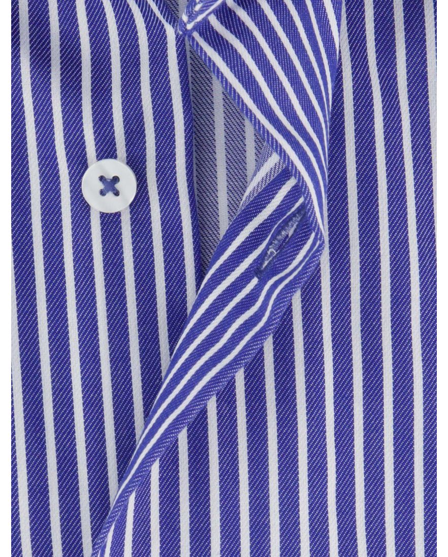 Eterna Modern Fit korte mouw overhemd blauw gestreept