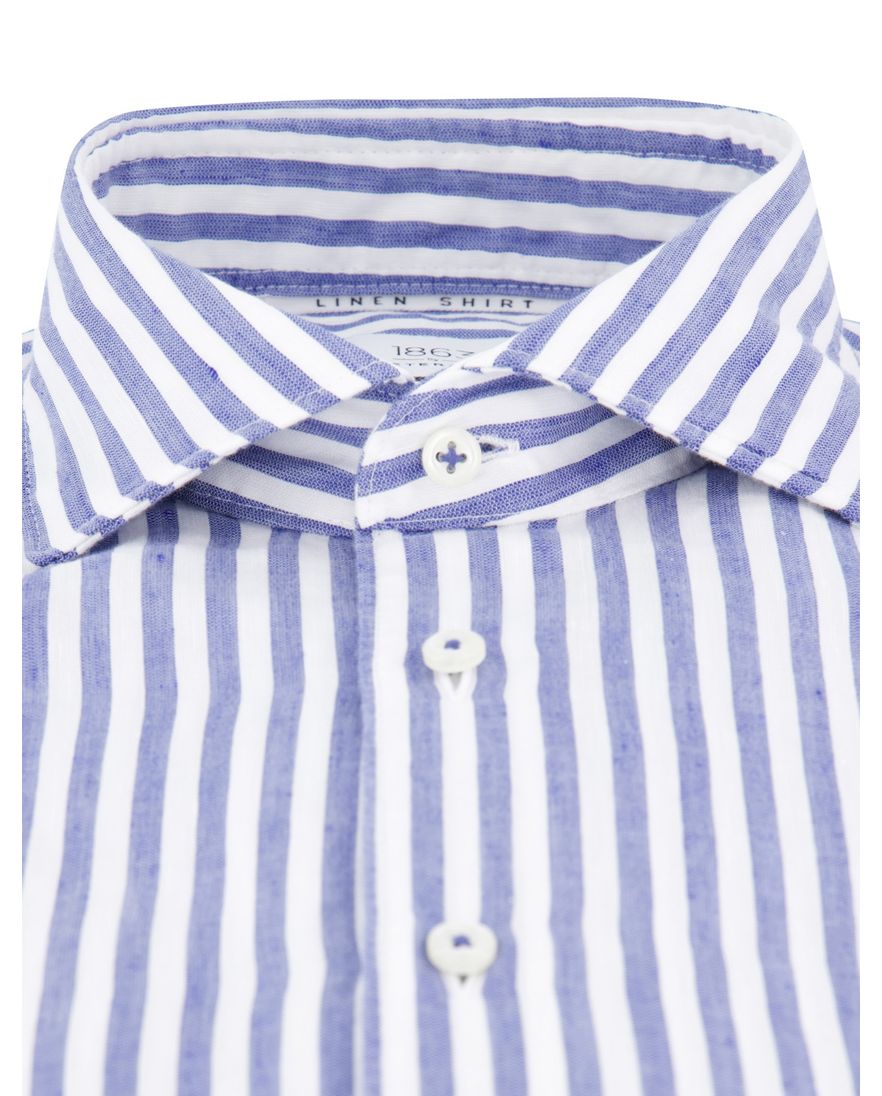 Eterna overhemd blauw gestreept modern fit wide collar