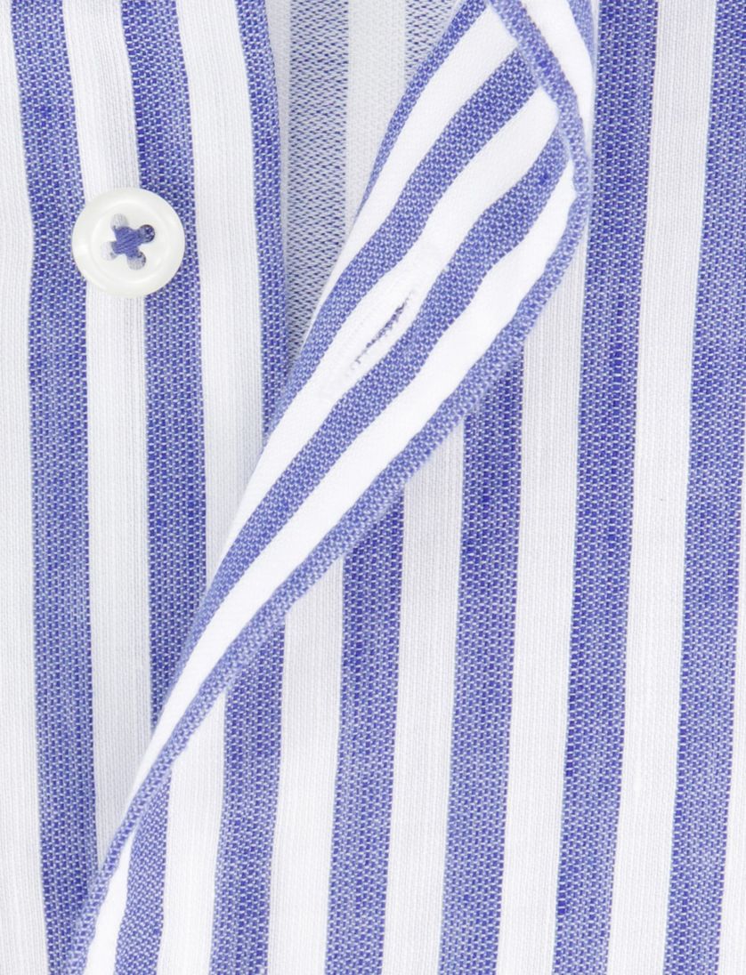 Eterna overhemd blauw gestreept modern fit katoen