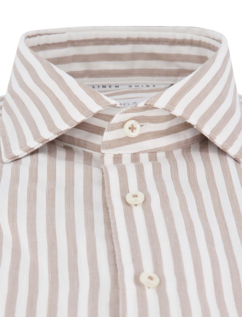 Eterna overhemd beige gestreept modern fit katoen