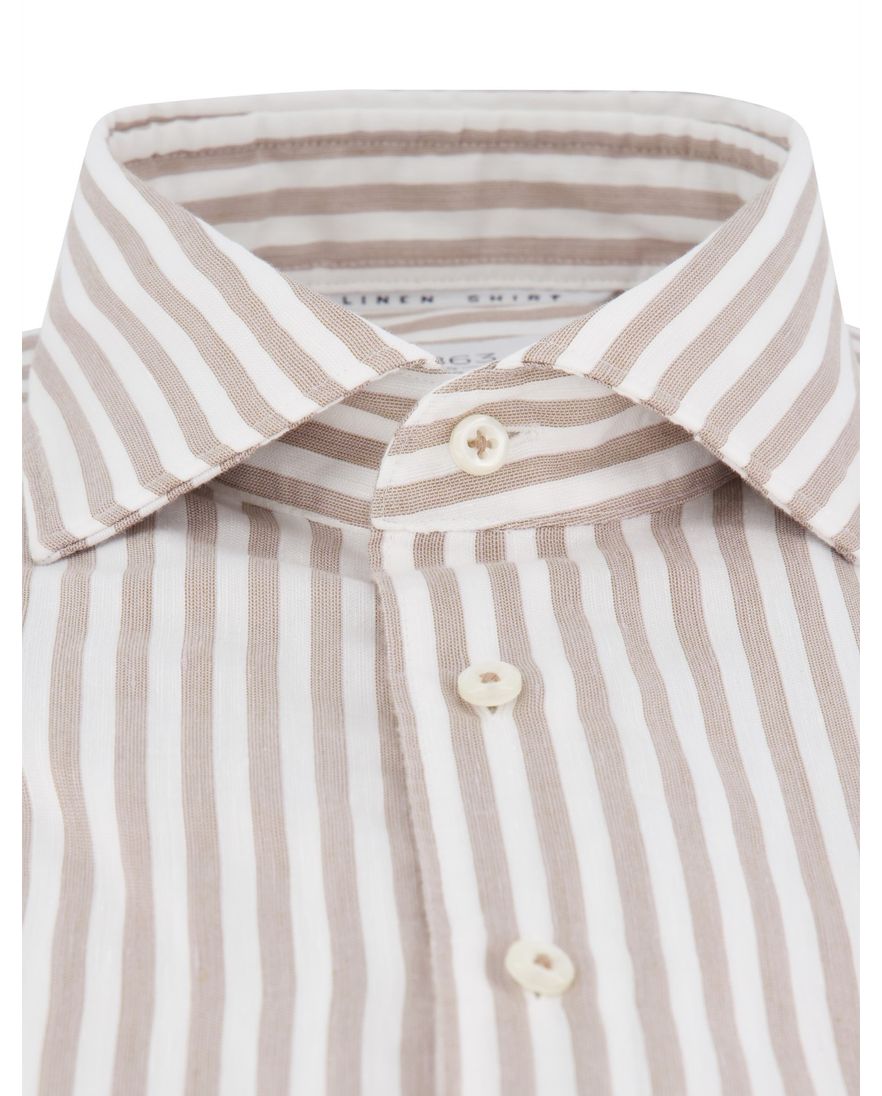 Eterna overhemd beige gestreept modern fit lange mouw