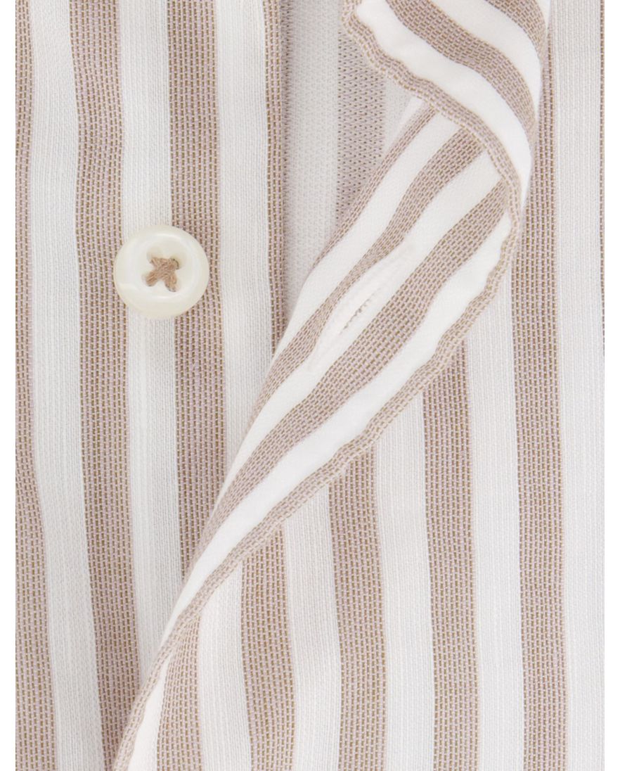Eterna overhemd beige gestreept modern fit lange mouw