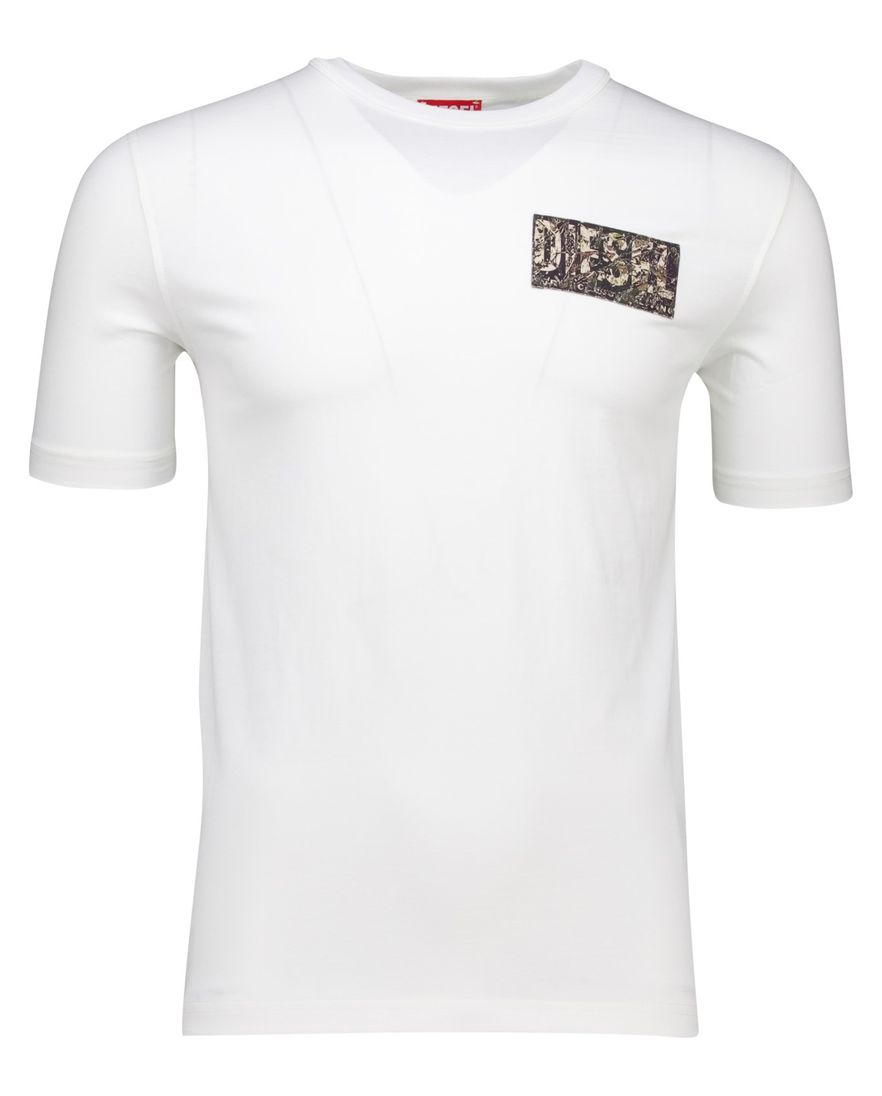 Diesel t-shirt wit katoen met logo effen