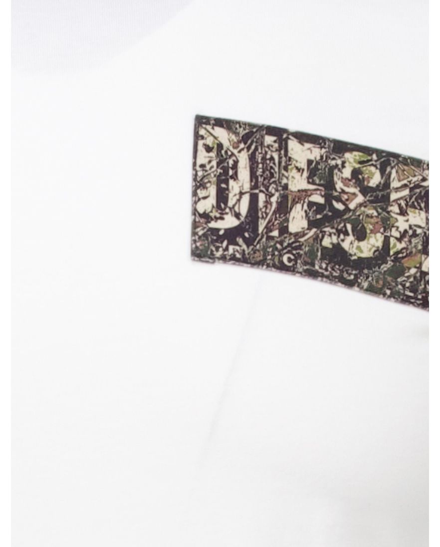 Diesel t-shirt wit katoen met logo effen