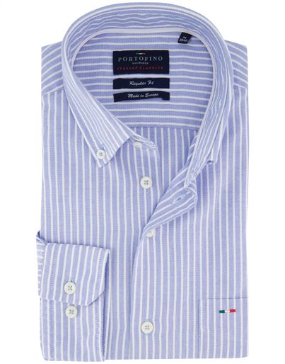 Portofino Portofino overhemd lichtblauw gestreept borstzak