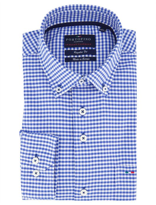 Portofino overhemd kobalt geruit