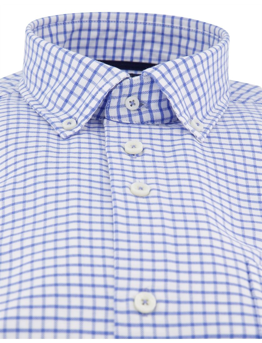 Portofino overhemd wit blauw geruit button-down