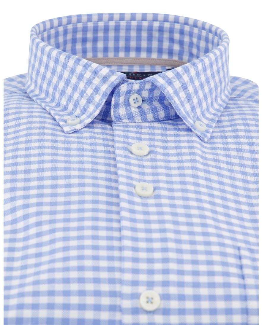 Lichtblauw geruit Portofino overhemd button-down
