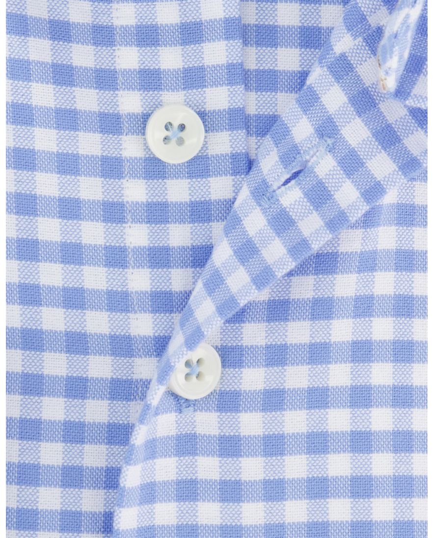 Lichtblauw geruit Portofino overhemd button-down
