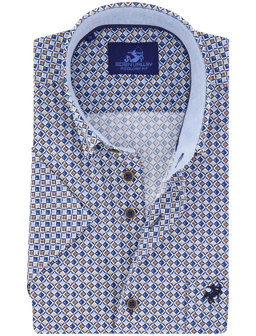casual overhemd blauw met print Eden Valley