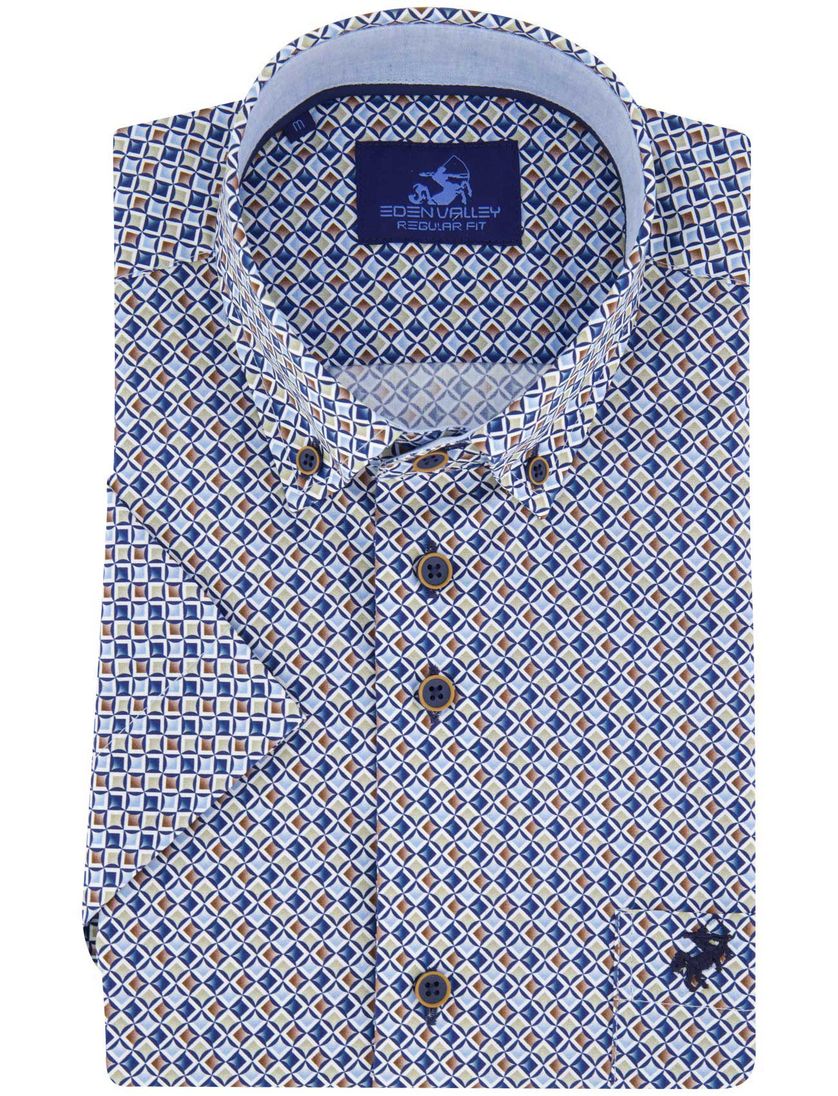 casual overhemd blauw met print Eden Valley