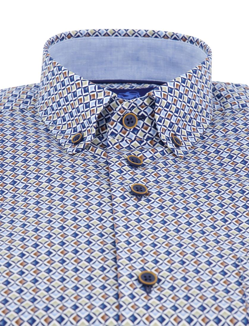 casual overhemd blauw met print Eden Valley