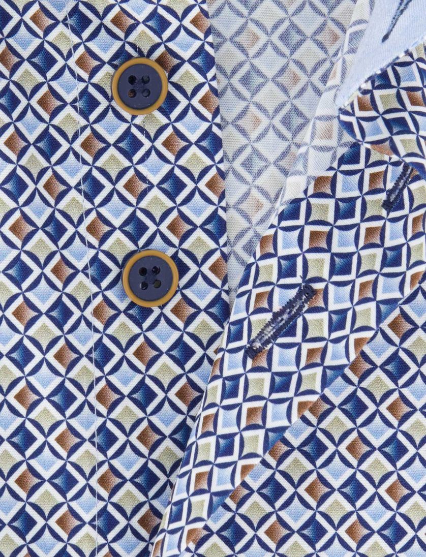 casual overhemd blauw met print Eden Valley