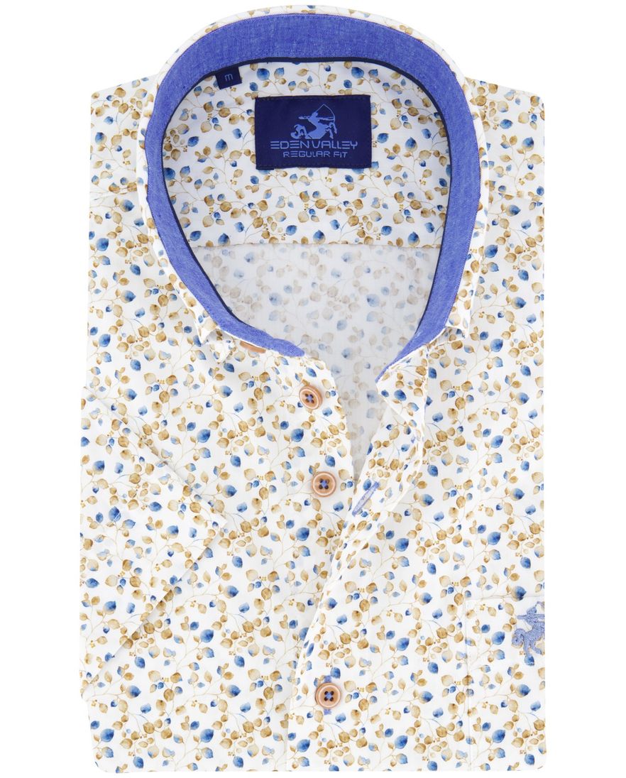 Eden Valley Regular Fit casual overhemd korte mouw wit