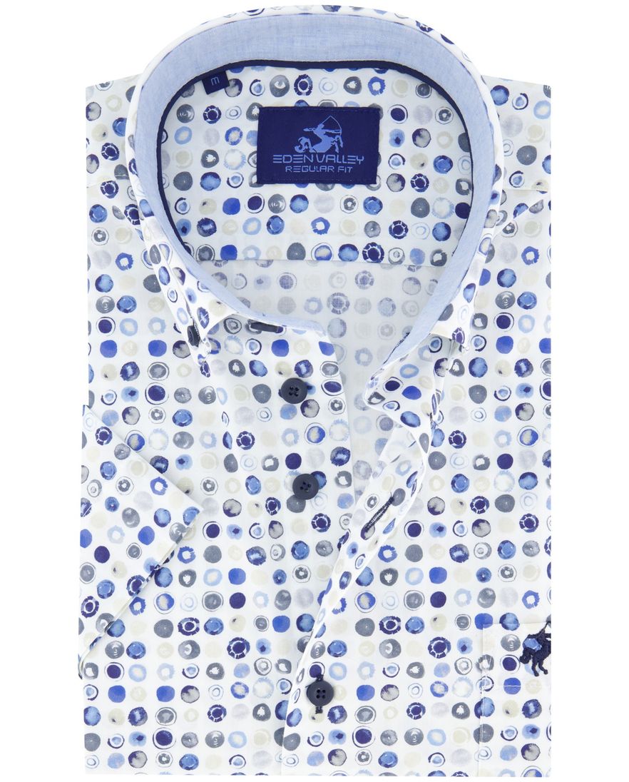 Eden Valley overhemd korte mouw Regular Fit blauw geprint