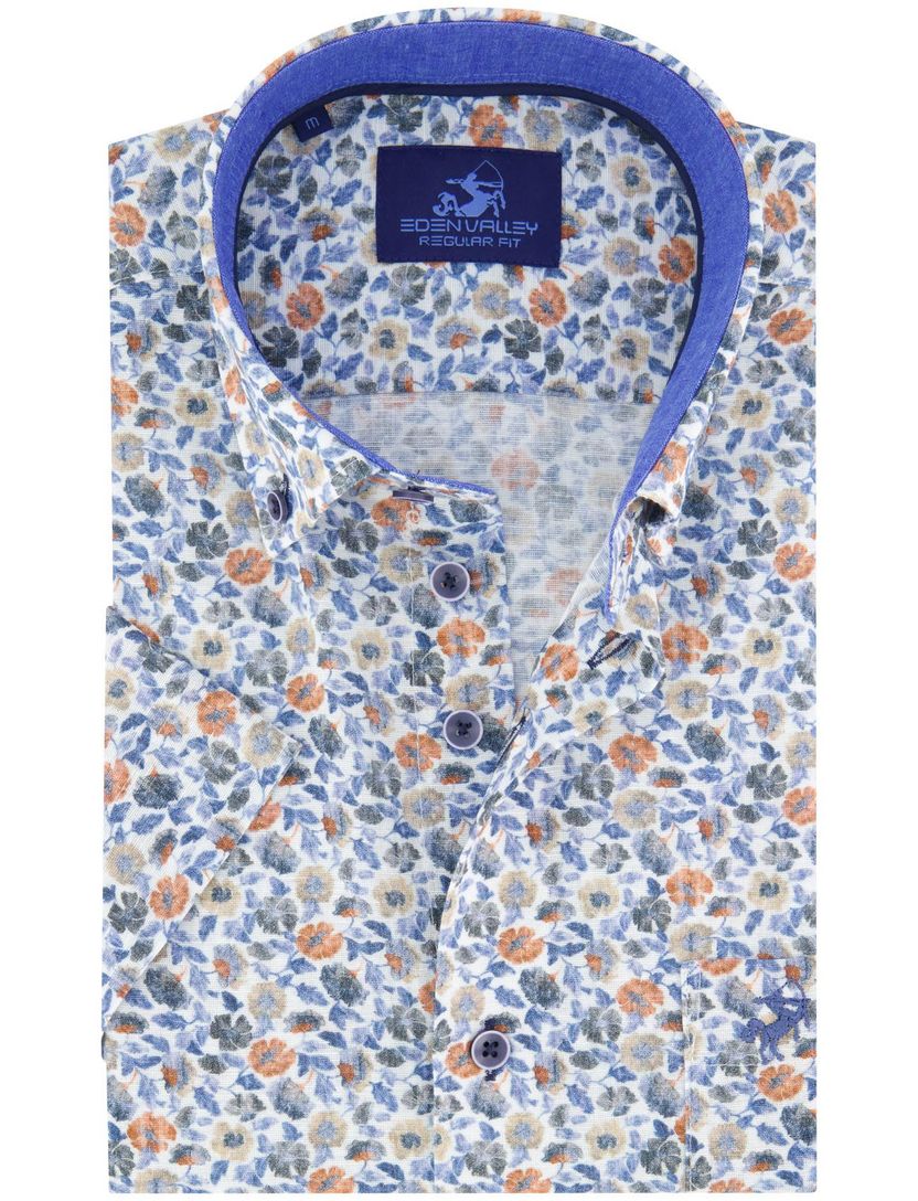 Eden Valley overhemd korte mouw bloemen print borstzak
