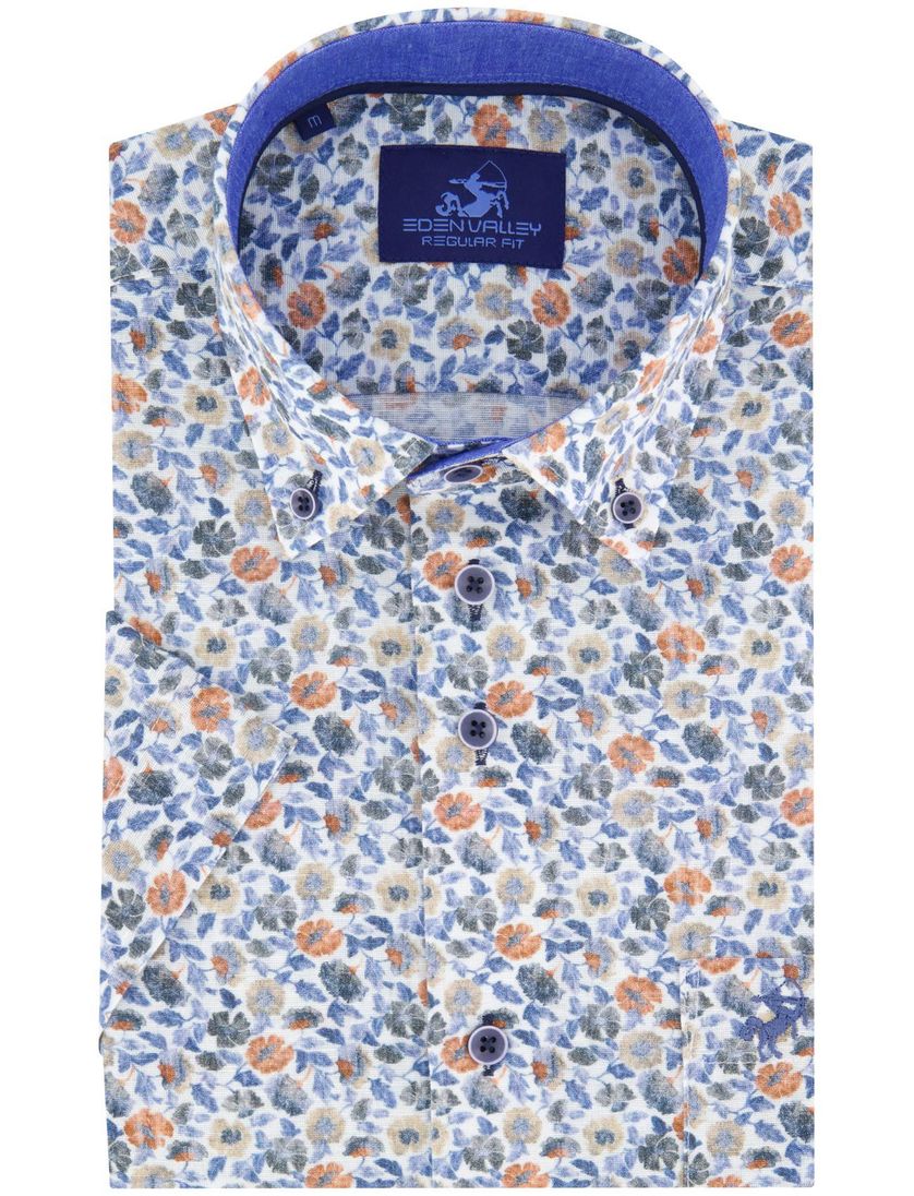 Eden Valley overhemd korte mouw bloemen print borstzak