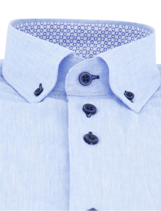 Eden Valley overhemd extra lang linnenmix blauw