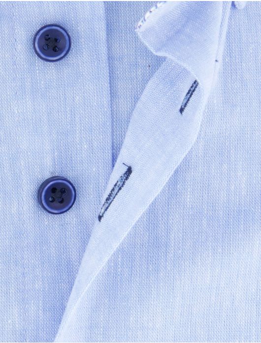 Eden Valley overhemd extra lang linnenmix blauw