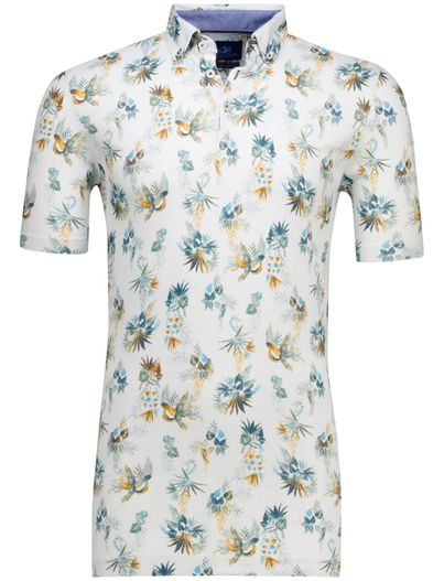 Eden Valley Eden Valley polo extra lang wit geprint normale fit