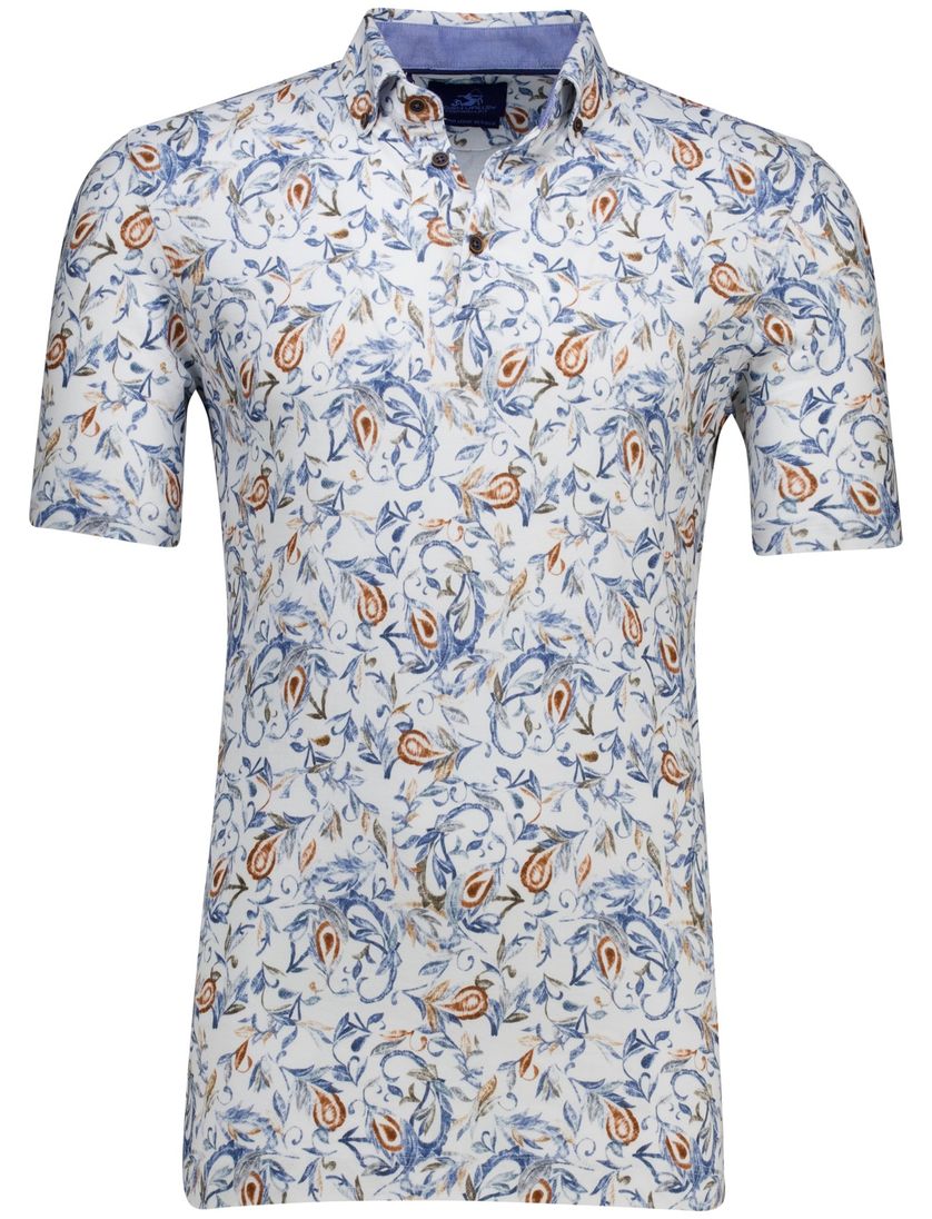 Eden Valley polo extra lang normale fit wit print katoen