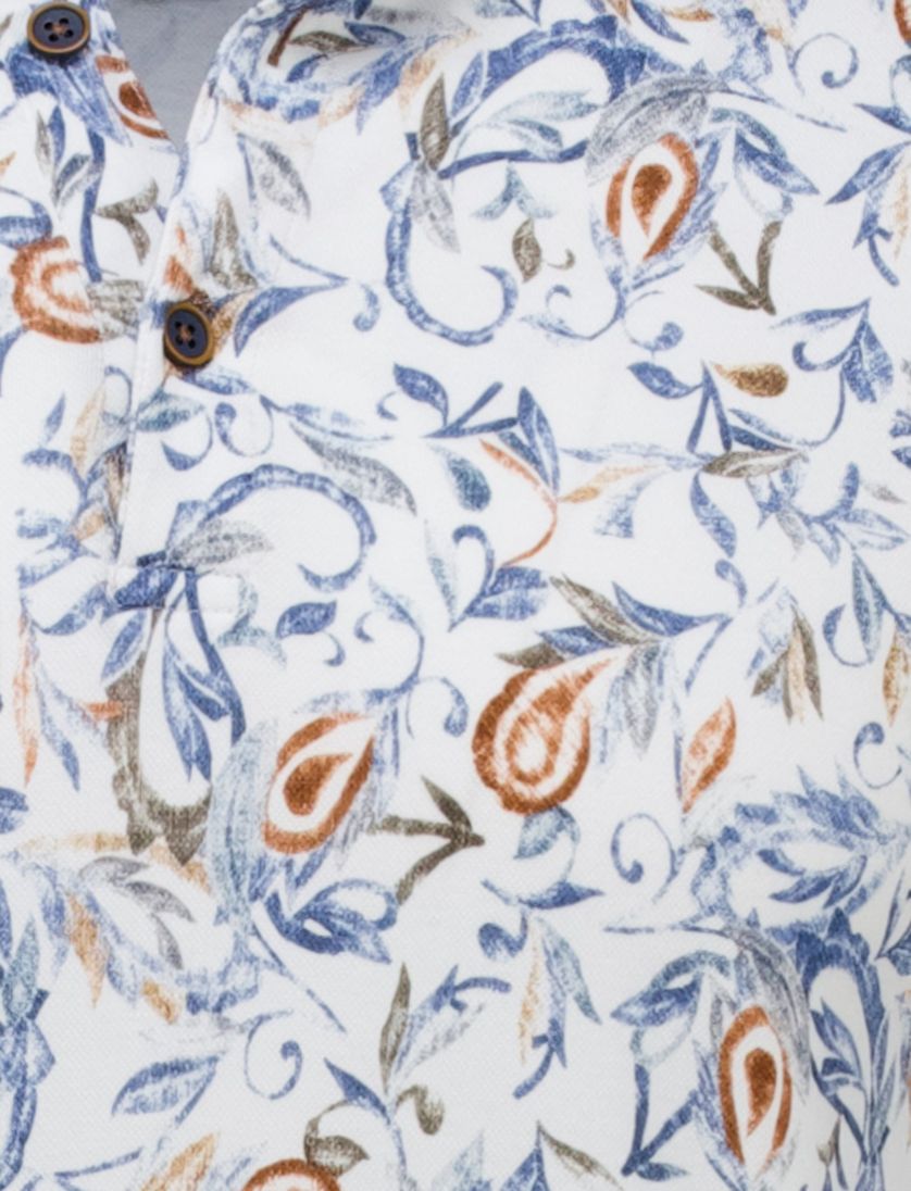 Eden Valley polo extra lang normale fit wit print katoen