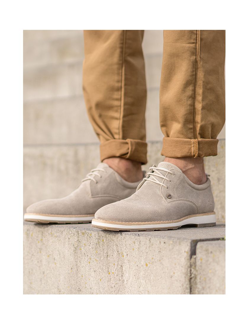 Rehab sneakers leer effen beige