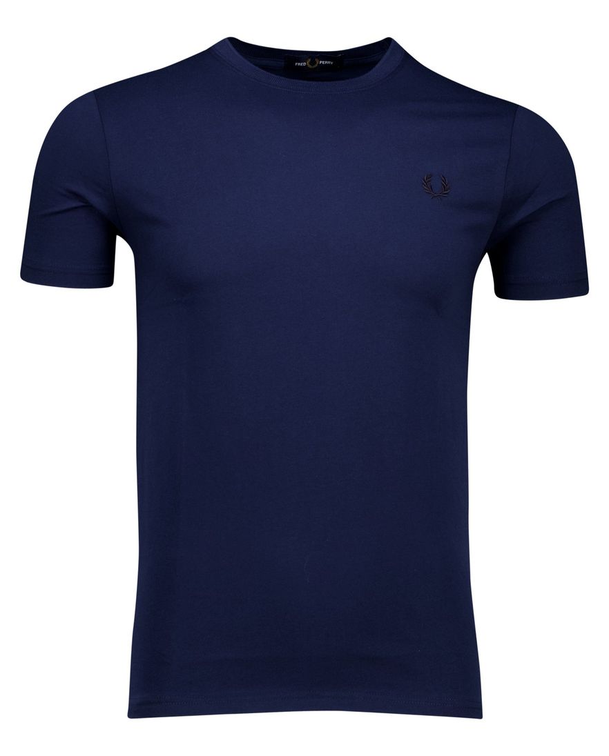 Fred Perry T-shirt donkerblauw effen normale fit