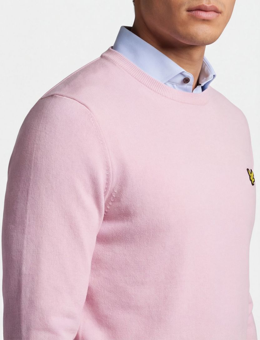 Lyle & Scott trui roze gele vogel effen