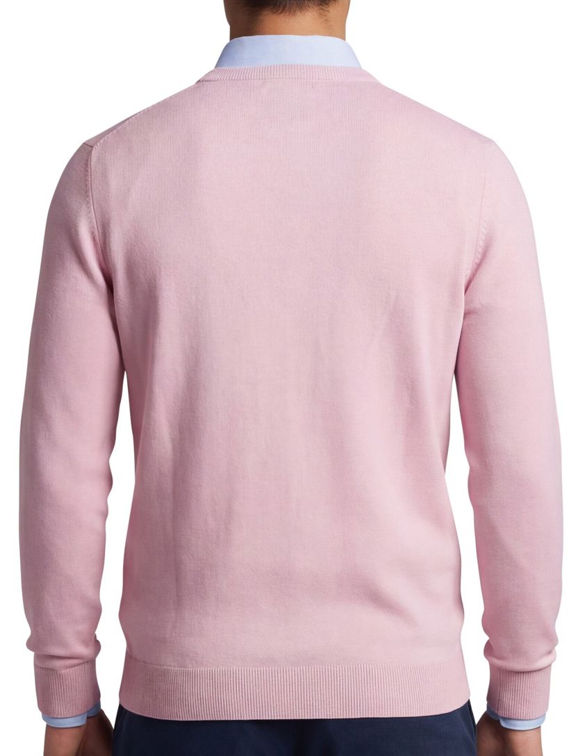 Lyle & Scott trui roze gele vogel effen