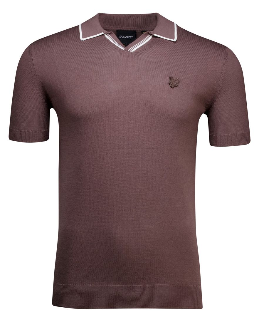 Lyle & Scott tipped knitted open collar polo shirt bruin