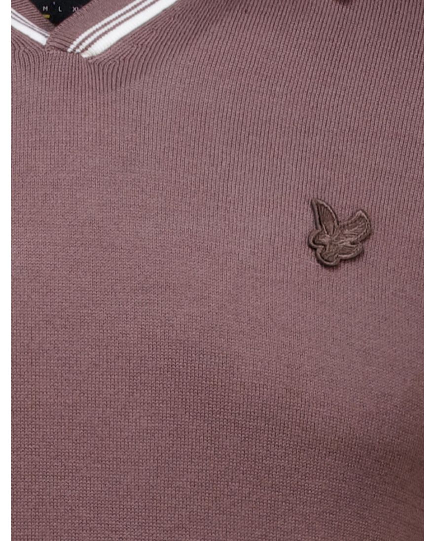 Lyle & Scott tipped knitted open collar polo shirt bruin