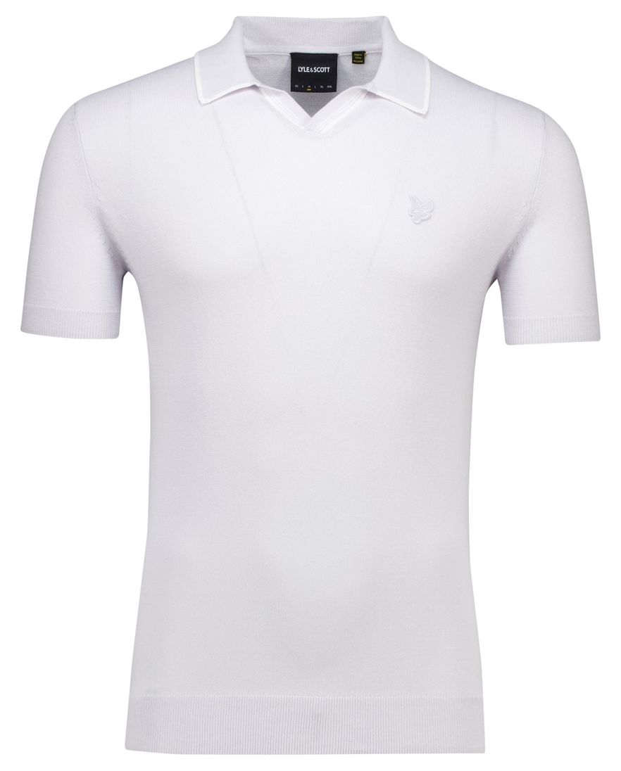 Lyle & Scott tipped knitted open collar poloshirt lichtblauw