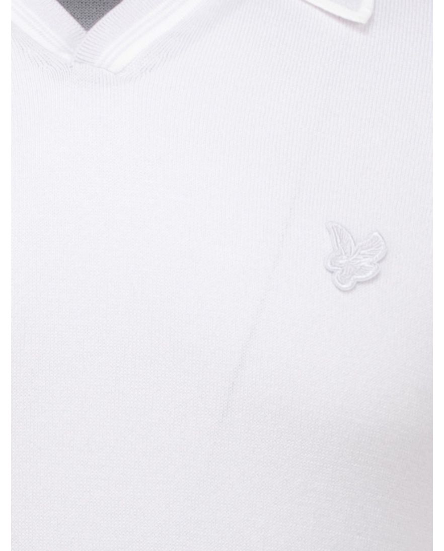 Lyle & Scott tipped knitted open collar poloshirt lichtblauw