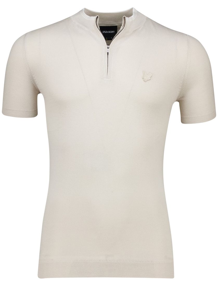 Lyle & Scott T-shirt met rits beige