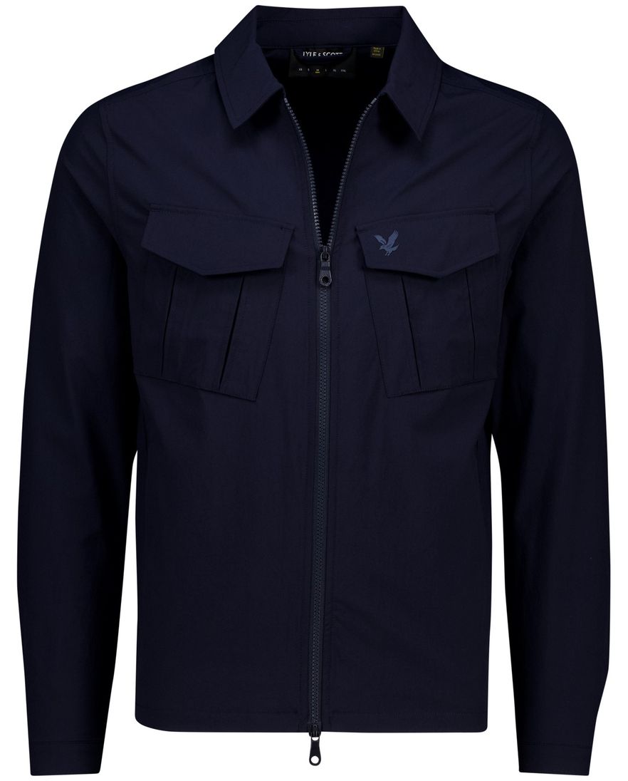 Lyle & Scott overshirt donkerblauw met dubbel borstzak