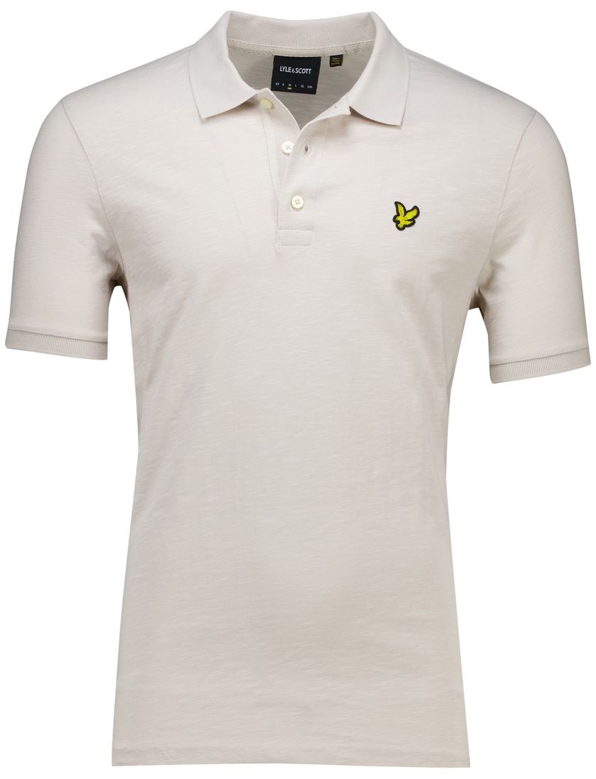 Lyle & Scott Slub polo creme gemêleerd jersey 3-knoops