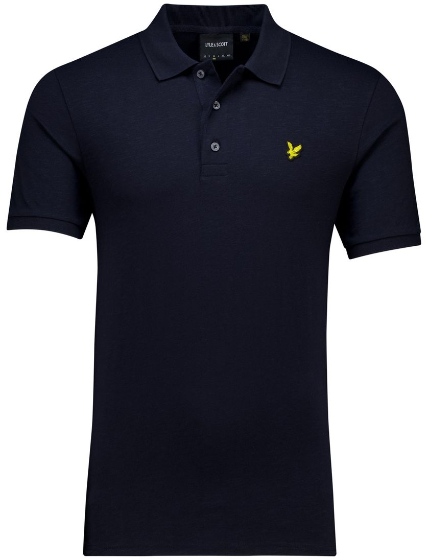 donkerblauwe Lyle & Scott slub polo shirt