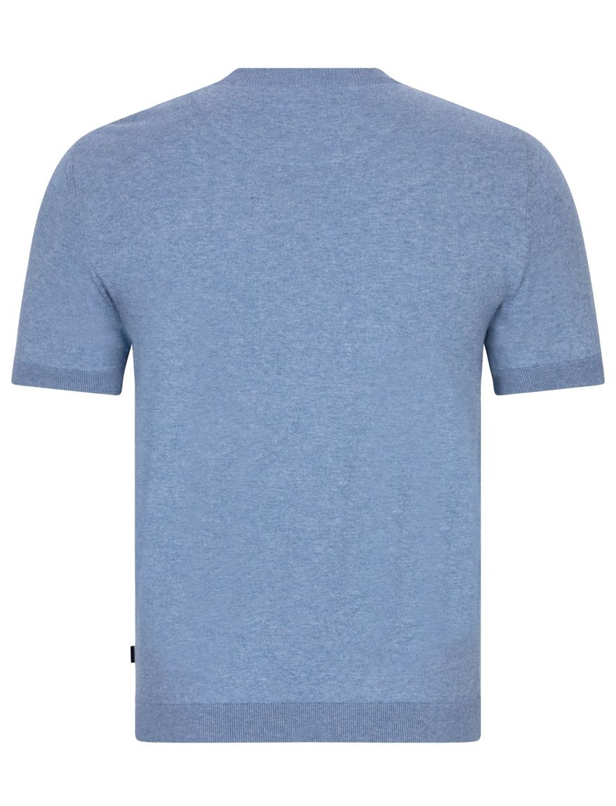 Cavallaro T-shirt effen blauw katoen slim fit