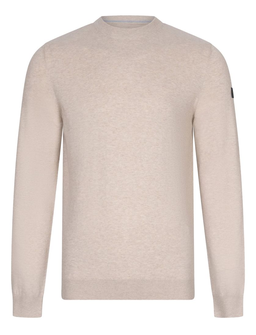 katoenen trui Cavallaro creme effen slim fit