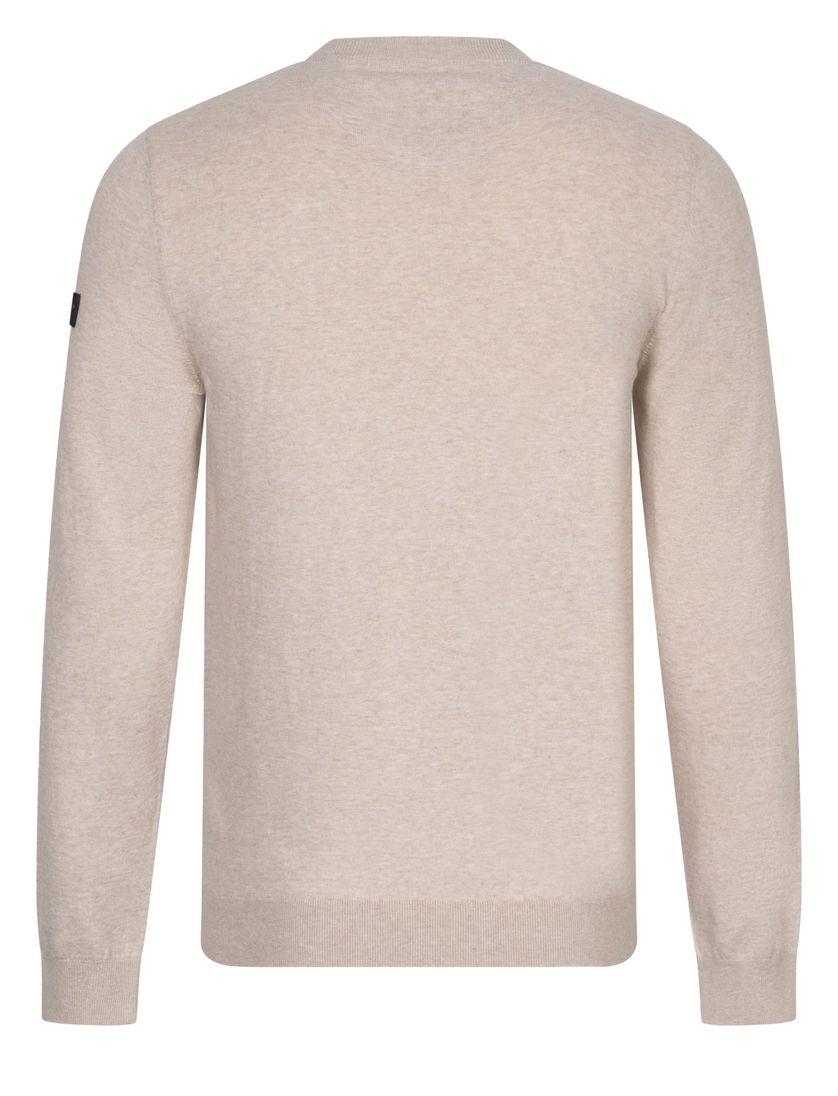 katoenen trui Cavallaro creme effen slim fit