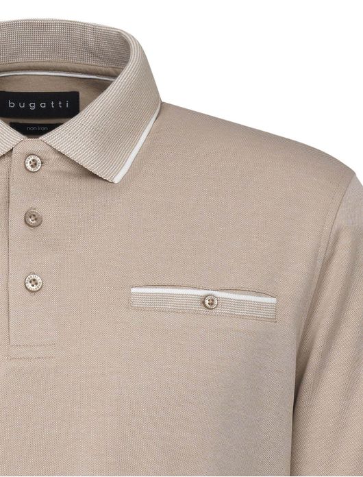 Bugatti poloshirt beige effen borstzak