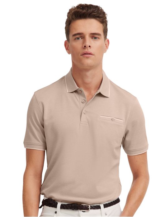 Bugatti poloshirt beige effen borstzak