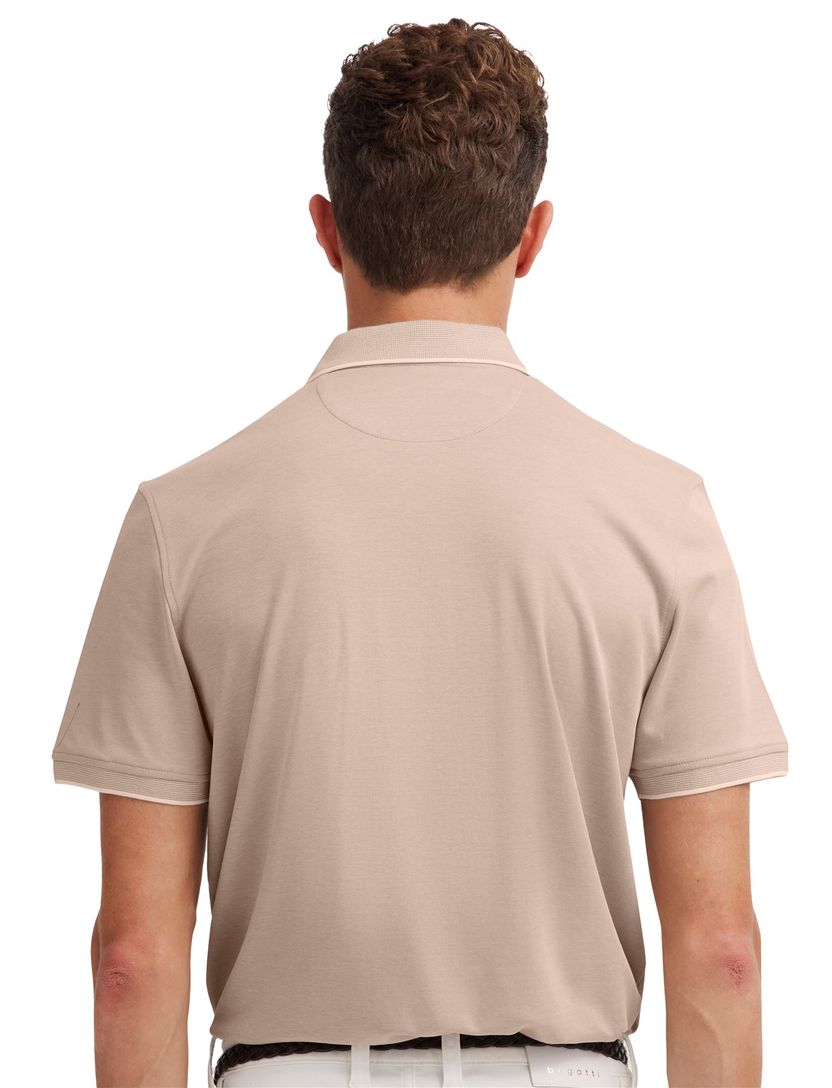 Bugatti poloshirt beige effen borstzak wijde fit